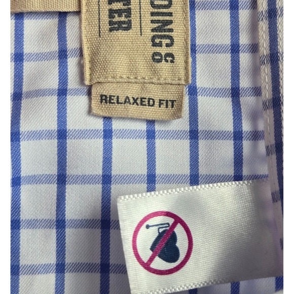 Duluth Trading Mens LT  Blue Check Short Sleeve Button Large Tall‎ Relaxed Fit - Picture 6 of 8